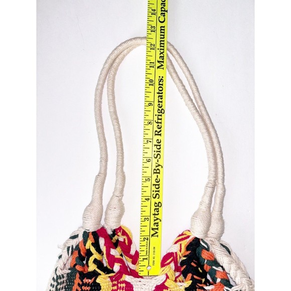 Handwoven Cotton Bag Multi Colored Striped Hobo Tote - Picture 6 of 6
